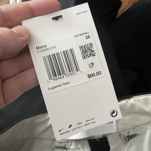 Nike SB Men 26 Black Cotton Blend Skateboard Relaxed El Chino Skate Shorts NWT - Picture 9 of 11